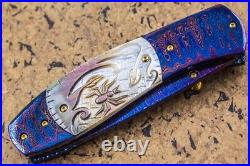 Suchat Jangtanong Custom Handmade Folding Knife Damascus Black Mother of Pearl