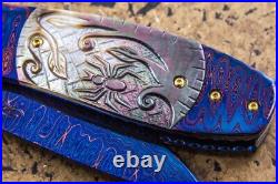 Suchat Jangtanong Custom Handmade Folding Knife Damascus Black Mother of Pearl