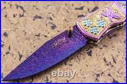 Suchat Jangtanong Custom Handmade Folding Knife Damascus Black Pearl Titanium