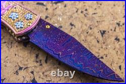 Suchat Jangtanong Custom Handmade Folding Knife Damascus Black Pearl Titanium