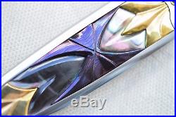 Suchat Jangtanong Folding Knife Color Damascus Inlay Handle 24K Gold Screw