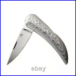 Suwada Folding Knife Damascus steel handle and a stainless steel blade