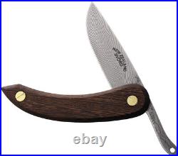 Svord Peasant Brown Wood Folding Damascus Steel Pocket Knife PKDAMAX