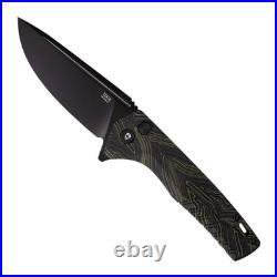 TEKTO F3 Charlie Folding Knife, Damascus G10 Handle with Black Accents, D2 Steel