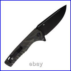 TEKTO F3 Charlie Folding Knife, Damascus G10 Handle with Black Accents, D2 Steel