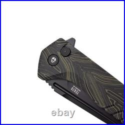 TEKTO F3 Charlie Folding Knife, Damascus G10 Handle with Black Accents, D2 Steel