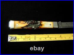 TITUSVILLE CUTLERY AMBER STAG LEXINGTONIAN COFFIN JACK DAMASCUS KNIFE 1 of 15