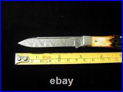 TITUSVILLE CUTLERY AMBER STAG LEXINGTONIAN COFFIN JACK DAMASCUS KNIFE 1 of 15