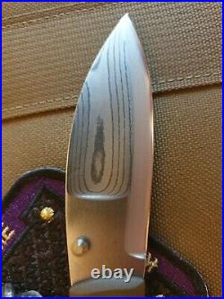 Taiwanese Folding Custom Knife Shin Lin from Chen Wei Chun VG10 San Mai Damascus