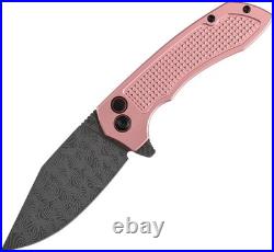 Tenable Knives Entity Pink Aluminum Folding Damascus Pocket Knife B1036F4