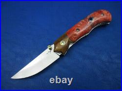Thailand Custom Handmade Folding Knife Polished Damascus White Red Coral Jo-034