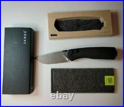 The James Brand Carter Damascus + Black Micarta EDC pocket folding knife