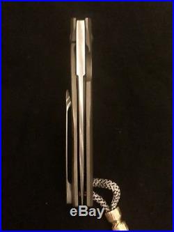 Tim Curry Custom Folding Knife Siccari Titanium Framelock Bacon Damascus Strider