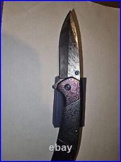 Timascus Pocket Knife With Damascus Etched Blade