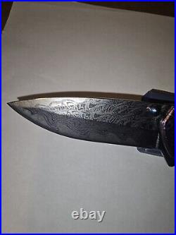 Timascus Pocket Knife With Damascus Etched Blade