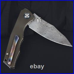 Top Quality Zirconium Handle Powder Damascus Steel Blade Pocket Knife Collection