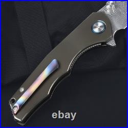 Top Quality Zirconium Handle Powder Damascus Steel Blade Pocket Knife Collection