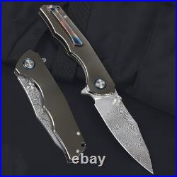 Top Quality Zirconium Handle Powder Damascus Steel Blade Pocket Knife Collection