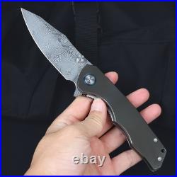 Top Quality Zirconium Handle Powder Damascus Steel Blade Pocket Knife Collection