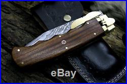 USA-PB-266-B Damascus Steel Custom Handmade 13 RARE Thumb Lock Folding Knife