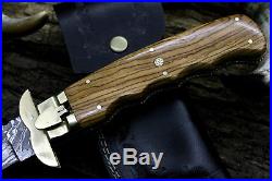 USA-PB-270-B Damascus Steel Custom Handmade 13 RARE Thumb Lock Folding Knife