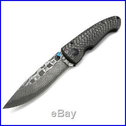 VG10 Damascus Blade Folding Knife 3.75 Carbon Fiber Handle 2.75 Blade