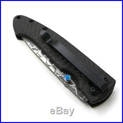 VG10 Damascus Blade Folding Knife 3.75 Carbon Fiber Handle 2.75 Blade