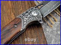 VG10 Damascus Desert Ironwood Handle Knife Folding Pocket Outdoors VP20