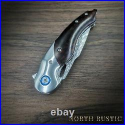 VG10 Damascus Knife Folding Pocket Wood Handle Gift Outdoors Rare VP03