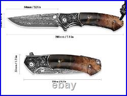 VG10 Damascus Pocket Folding Knife Rose Wood Resin Handle Gift VP118