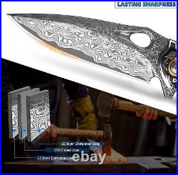 VG10 Damascus Pocket Knife Folding Maple Wood & Resin Handle Gift VP72