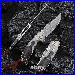 VG10 Damascus Resin & Gold Flakes Knife Folding Pocket Gift Outdoors Clip NR08