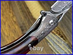 VG10 Damascus Rose Wood Handle Knife Folding Pocket Gift Outdoors Belt Clip VP19