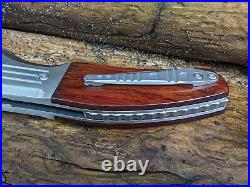 VG10 Damascus Rose Wood Knife Folding Pocket Gift Outdoors Belt Clip Rare VP04