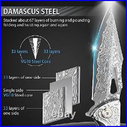 VG10 Damascus Sandal Wood Knife Folding Pocket Gift Outdoors Belt Clip NR02