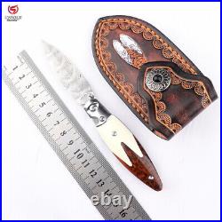 VG10 Damascus Steel Handmade Outdoor Tactical Folding Pocket Knife with Sheath