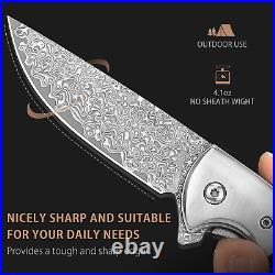 VG10 Damascus Steel Handmade Outdoor Tactical Pocket Folding Knife with Sheath