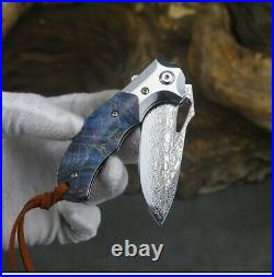 VG10 Damascus Steel Knife Tactical EDC Folding Pocket Knives Hunting Camp Tools