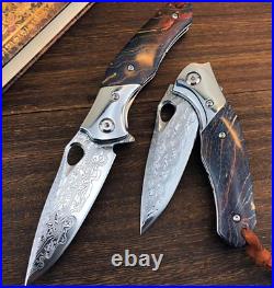 VG10 Damascus Steel Tactical Folding Knife Tactical Outdoor Camping Survival EDC