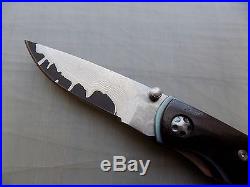 Very Nice Hiro Seki Cut Japan Folding Knife with Damascus Blade