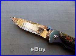 Very Unusual & Colorful Hiro Seki Cut Folding Knife with VG-10 Damascus Blade