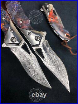 Vg10 Damascus Folding Knife Assisted Rescue Camping Flipper Knives Ball Bearing