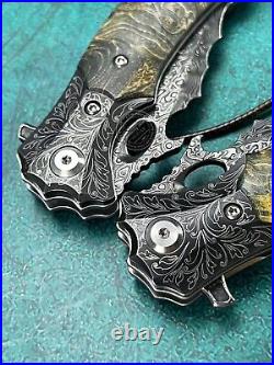 Vg10 Damascus Hunting Knife Survival Folding Pocket Knife Ball Bearings Withsheath