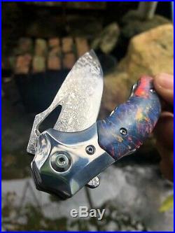 Vg10 Damascus Steel Folding Knife Pocketknife Ball Bearing Stabilized Wood Edc