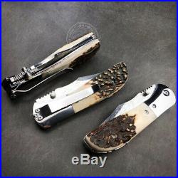 Vg10 Damascus Steel Folding Knife Rescue Tactical Ball Bearing Stag Horn Handle