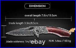 Viking Handmade Damascus Folding Knife VG10 Steel Core hunting free shipping