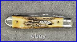 Vintage 1989 Case XX 5207 D Mini Trapper Damascus Steel Stag Handle Knife #286