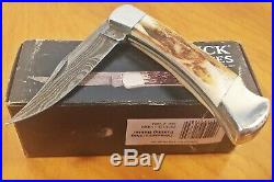 Vintage BUCK KNIFE 110 DM Damascus Stag Folding Hunter Box & Sheath A+CONDITION