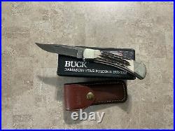Vintage Buck Knives 110 Folding Hunter Stag Damascus Knife