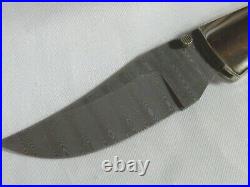 Vintage Charlton LTD Custom Made Damascus Blade Folding Lock Back Knife Sheath